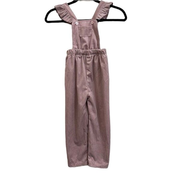 RARE EDITIONS BLUSH RIBBED CORDUROY JUMPSUIT ROMPER GIRLS 4T - Picture 1 of 10